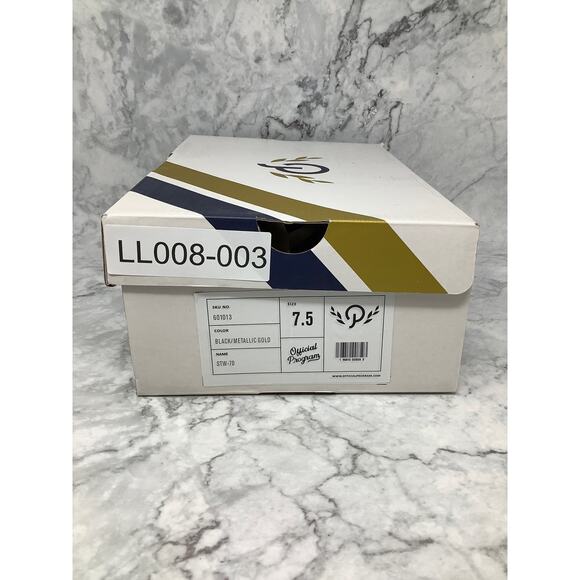 Official Program Size 7.5 Black/Metallic Gold STW-70 Leather Low Sneaker L8-3 - Picture 10 of 10